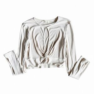 Cream Twist Front Ribbed Top